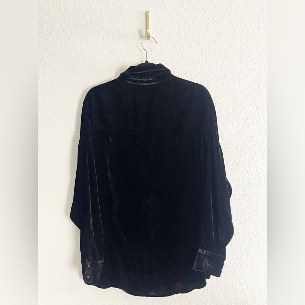 Favorite Daughter Anthropologie Black Velvet Ex-boyfriend button down shirt - Picture 4 of 8